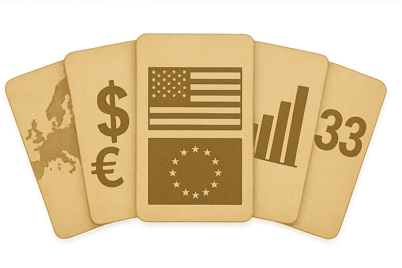 Geographical cards and currency cards